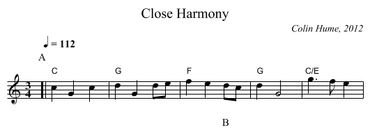 Close Harmony - staff notation