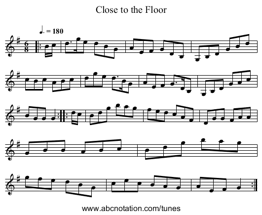 Close to the Floor - staff notation