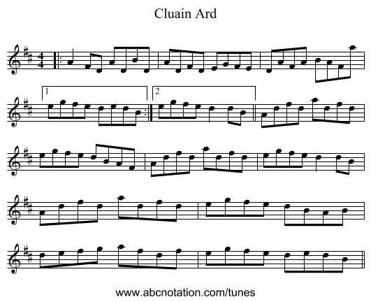 Cluain Ard - staff notation