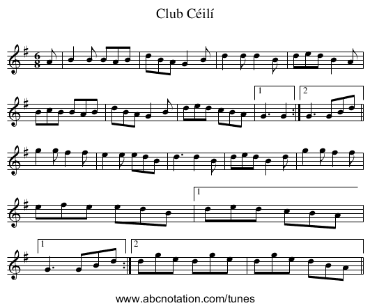 Club Céilí - staff notation