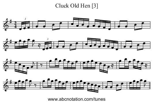 Cluck Old Hen [3] - staff notation