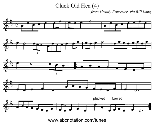 Cluck Old Hen (4) - staff notation