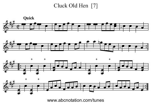 Cluck Old Hen  [7] - staff notation