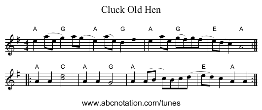 Cluck Old Hen - staff notation