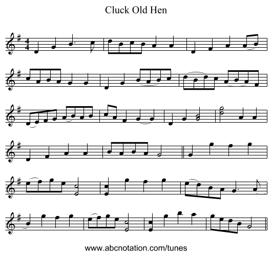 Cluck Old Hen - staff notation