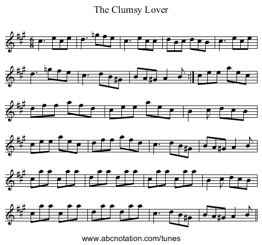 Clumsy Lover, The - staff notation