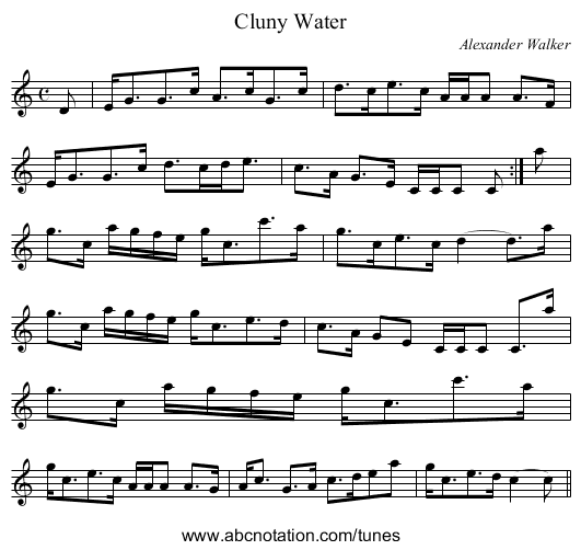 Cluny Water - staff notation