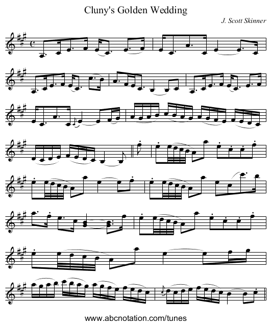 Cluny's Golden Wedding - staff notation