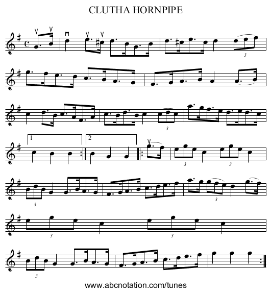 CLUTHA HORNPIPE - staff notation