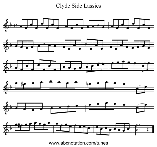 Clyde Side Lassies - staff notation