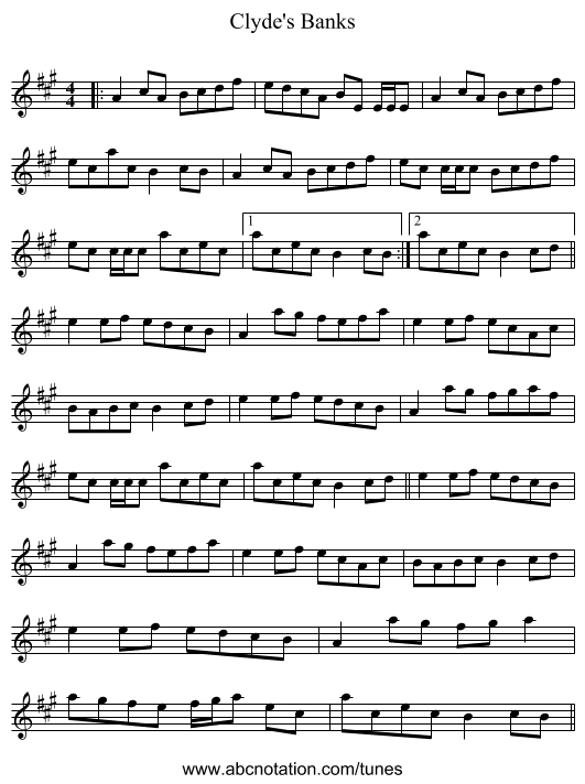 Clyde's Banks - staff notation