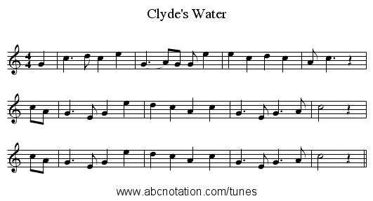 Clyde's Water - staff notation