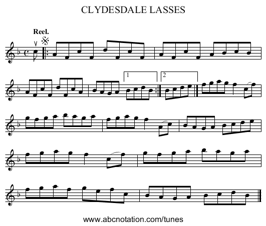 CLYDESDALE LASSES - staff notation
