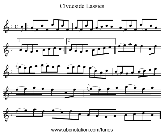 Clydeside Lassies - staff notation