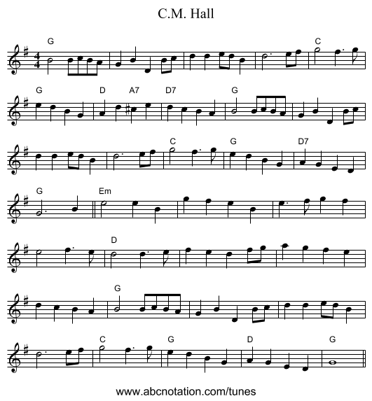 C.M. Hall - staff notation