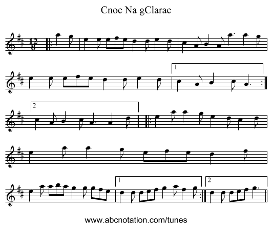 Cnoc Na gClarac - staff notation
