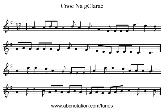 Cnoc Na gClarac - staff notation