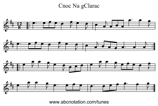 Cnoc Na gClarac - staff notation