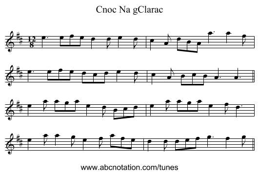 Cnoc Na gClarac - staff notation