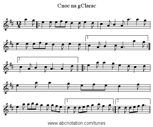 Cnoc na gClarac - staff notation