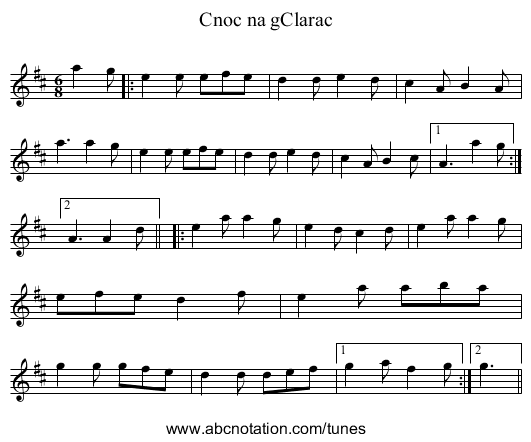 Cnoc na gClarac - staff notation