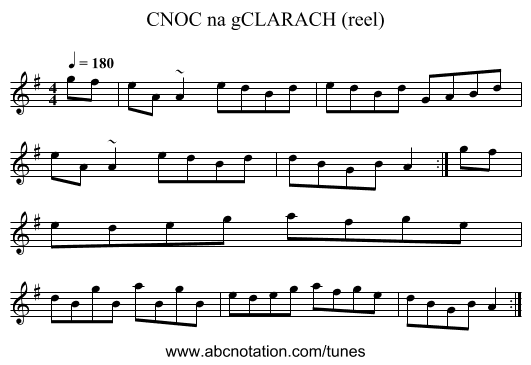 CNOC na gCLARACH (reel) - staff notation