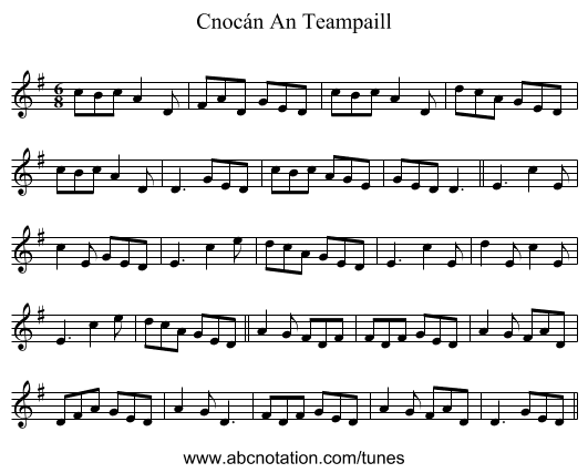 Cnocán An Teampaill - staff notation