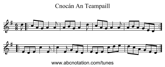 Cnocán An Teampaill - staff notation
