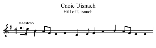 Cnoic Uisnach - staff notation