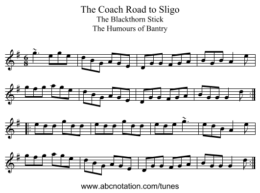 Coach Road to Sligo, The - staff notation