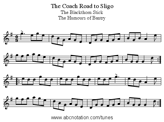 Coach Road to Sligo, The - staff notation