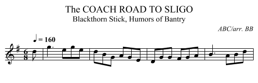 COACH ROAD TO SLIGO, The - staff notation