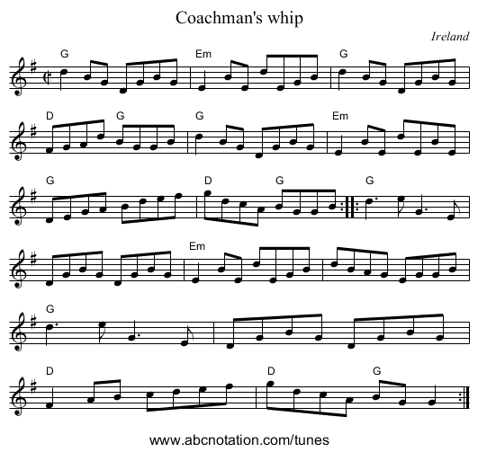 Coachman's whip - staff notation