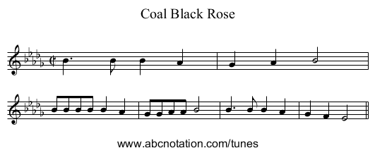 Coal Black Rose - staff notation