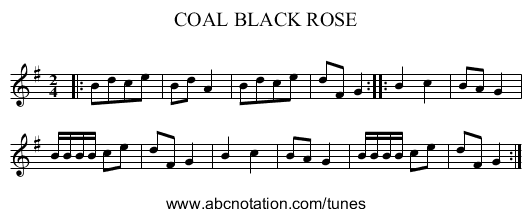 COAL BLACK ROSE - staff notation