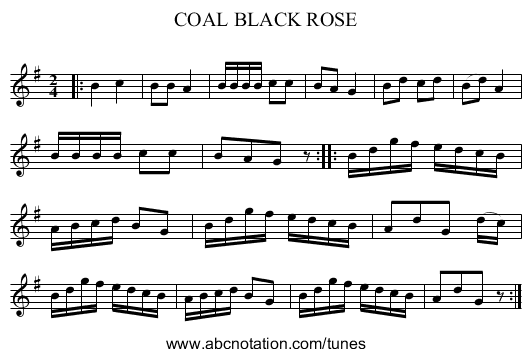 COAL BLACK ROSE - staff notation