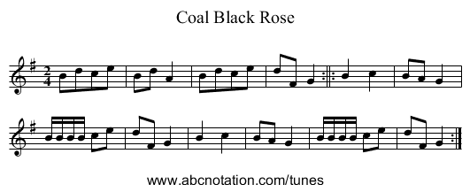 Coal Black Rose - staff notation