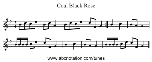 Coal Black Rose - staff notation
