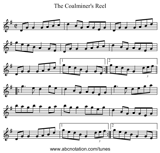 Coalminer's Reel, The - staff notation