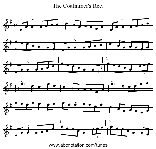 Coalminer's Reel, The - staff notation