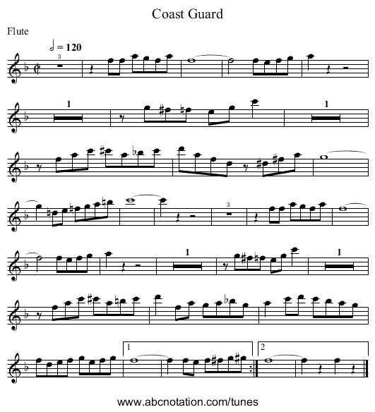 Coast Guard - staff notation