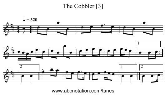 Cobbler [3], The - staff notation