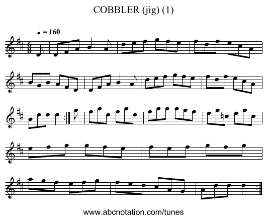 COBBLER (jig) (1) - staff notation
