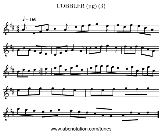 COBBLER (jig) (3) - staff notation