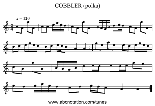 COBBLER (polka) - staff notation