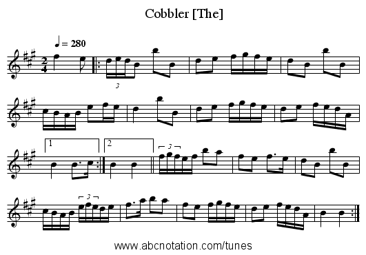 Cobbler [The] - staff notation