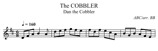 COBBLER, The - staff notation