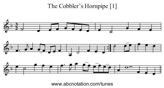 Cobbler’s Hornpipe [1], The - staff notation