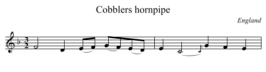 Cobblers hornpipe - staff notation