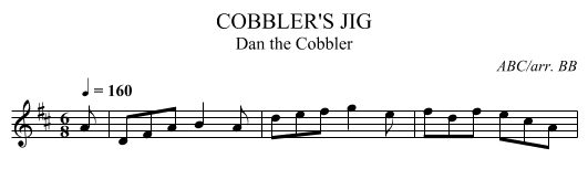 COBBLER'S JIG - staff notation